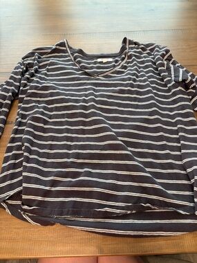 Madewell Navy and White Striped Long Sleeve Top